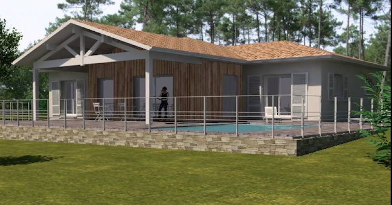 Villa contemporaine de 135 m2 avec terrasse couverte et garage sur un terrain de 858 m2 à Audenge 